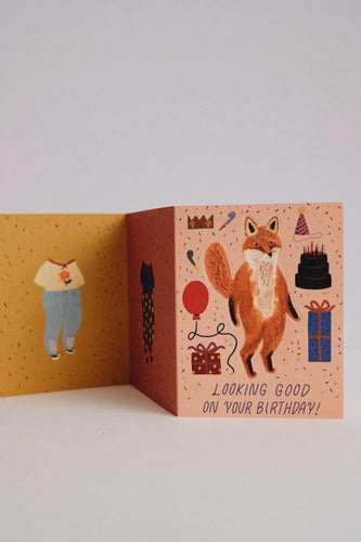 Fox Paper Doll Birthday Card