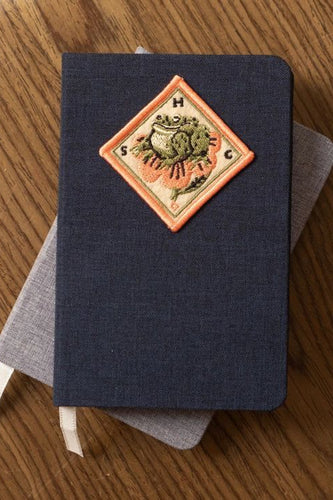 Patched Linen Notebook - Frog Flower