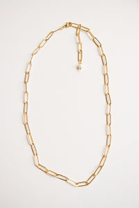 paperclip chain necklace with pearl stopper