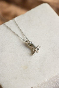 cowboy boot necklace with silver spur