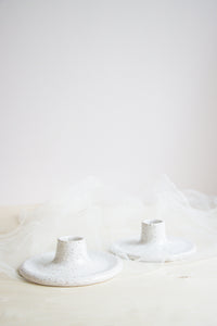 White Speckled Candle Holder