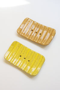 ceramic soap dish in yellow or orange