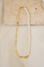 Load image into Gallery viewer, Half + Half Gold Pearl Necklace
