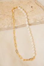 Load image into Gallery viewer, Half + Half Gold Pearl Necklace