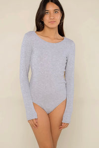 Cotton ribbed bodysuit in grey
