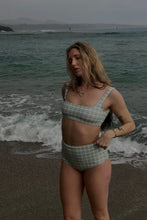 Load image into Gallery viewer, Sage Green Plaid Swim Top