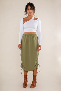 Laine Ruched Skirt - Olive