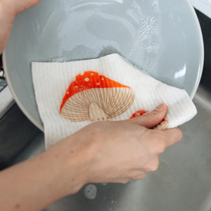 Dishcloth with Mushroom Graphic