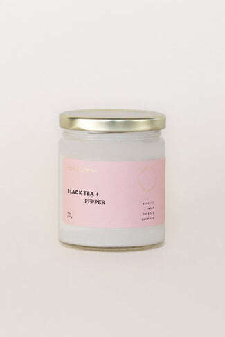 Homecoming Soy Candle in a jar with Pink label