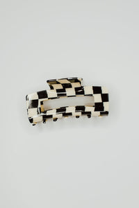 checkered large hair claw clips